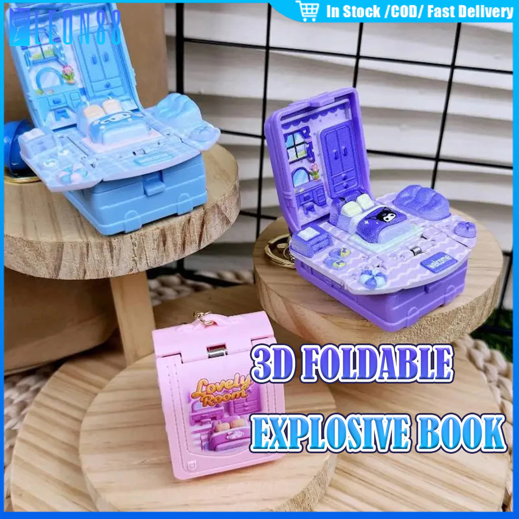 ของมาใหม่!พวงกุญแจหนังสือพับ 3D พวงกุญแจหนังสือระเบิด Sanrioของเล่นของขวญเด็ก ตกแต่งกระเป๋านักเรียน