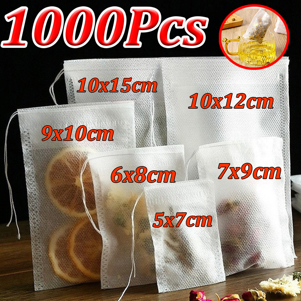 100-1000Pcs Disposable Tea Strainer Bag Nonwoven Tea Bag Drawstring Seal Strainer Bag Kitchen Tools 