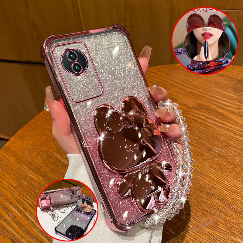 เคสสําหรับ vivo y02 y02t y02a เคสโทรศัพท์ Shock Rabbit กระจกแต่งหน้าซิลิโคน TPU Soft Shell