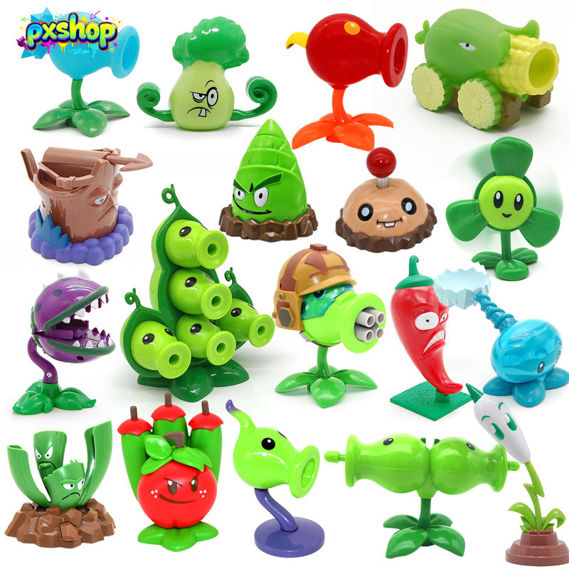 ฟิกเกอร์พืช PVZ แบบเดี่ยว - ยิงได้! วัสดุไวนิลนิ่ม สะสมหลายตัว (Peashooter, Sunflower และอื่นๆ)