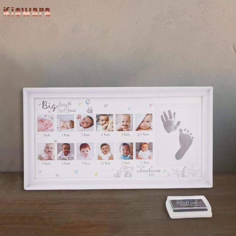 [Kloware] กรอบรูปเด็กทารกแรกเกิด DIY 0-12 เดือนของขวัญเด็กปีแรกของฉันกรอบรูปอาบน้ําเด็กพร้อมแผ่นหมึกรอยเท้าและพิมพ์มือ