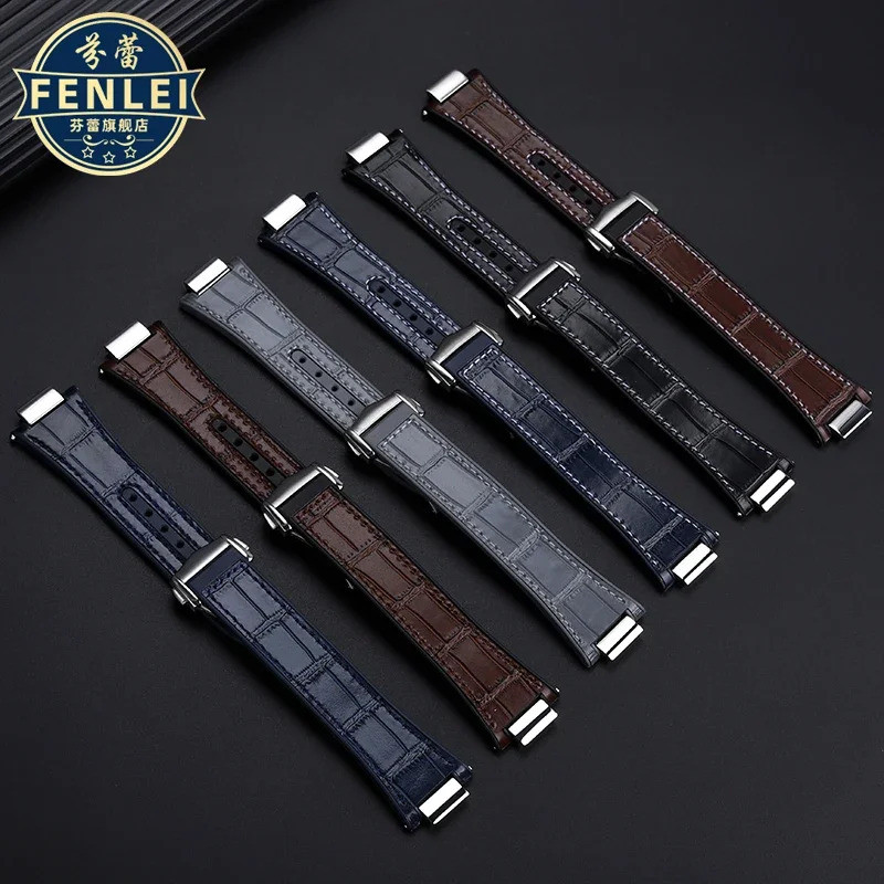 สําหรับ IWC Engineer สายนาฬิกาหนังแท้ IW328901 ไอว328902 ไอว328903 ผู้ชาย หนังวัว สายนาฬิกาด้านล่างย