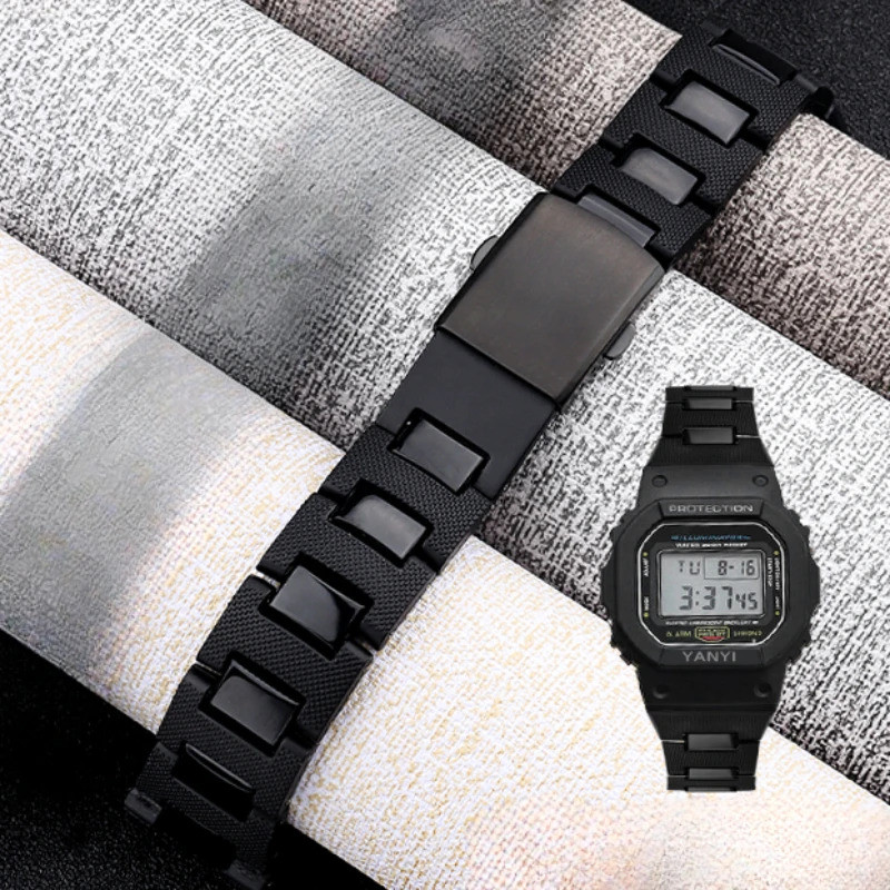 สําหรับการปรับเปลี่ยน Casio คอมโพสิตพลาสติกเหล็กสแตนเลสพับหัวเข็มขัด Frosted Dw5600/GBX-100/M5610/Ga