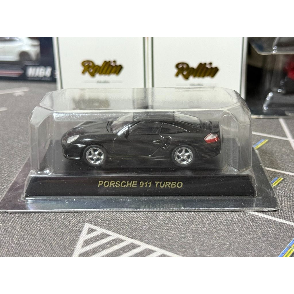 Jingshang kyosho 1/64 Porsche 911 turbo Black No Card No Box Lacquer Rash