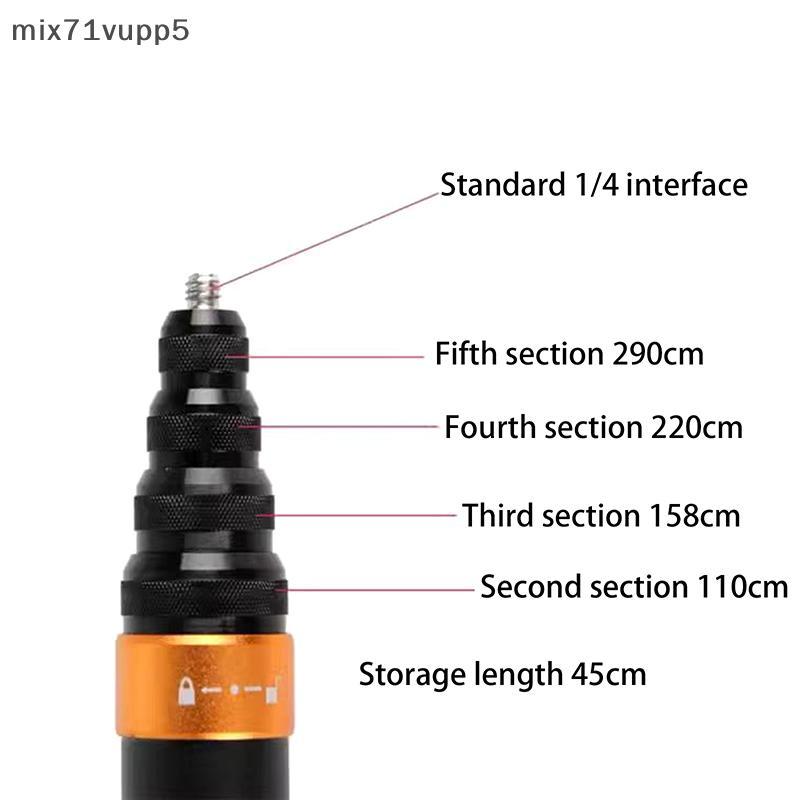 ไม้เซลฟี่ mix71vu 3เมตรรุ่นขยายที่มองไม่เห็นคาร์บอนไฟเบอร์แบบปรับได้เสาต่อสำหรับกล้องแอคชั่นกล้องพาโ