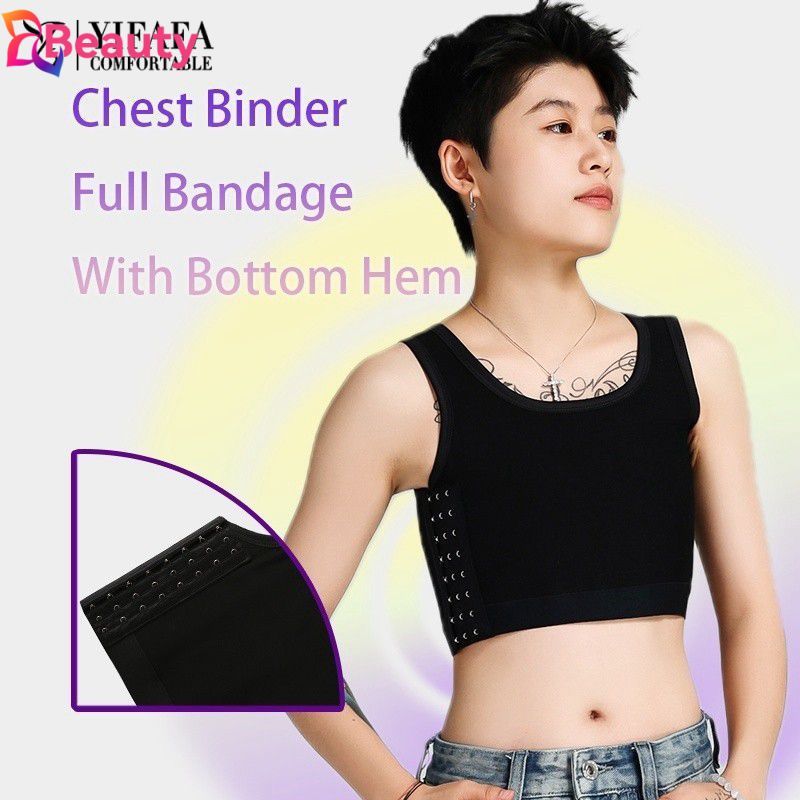 เสื้อรัดหน้าอกไซส์ใหญ่แบบมีตะขอ เสื้อรัดหน้าอกระบายอากาศได้ดีแบบเต็มตัว เสื้อหน้าอกทรงทอมบอยรัดรูปสุดๆ มีหัวเข็มขัดด้านข้าง บราแบบมีตะขอ GOODDAY