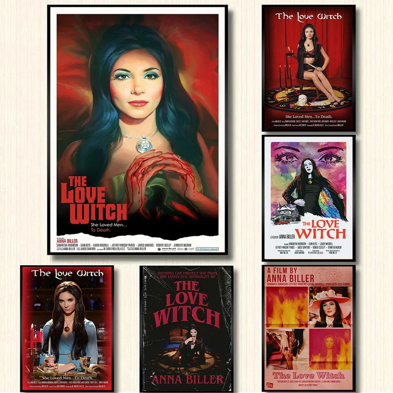 คลาสสิกสยองขวัญโรแมนติกภาพยนตร์รักแม่มดRetro Anna Biller Cultฟิล์มโปสเตอร์Wall Artภาพผ้าใบภาพวาดตกแต่งบ้าน