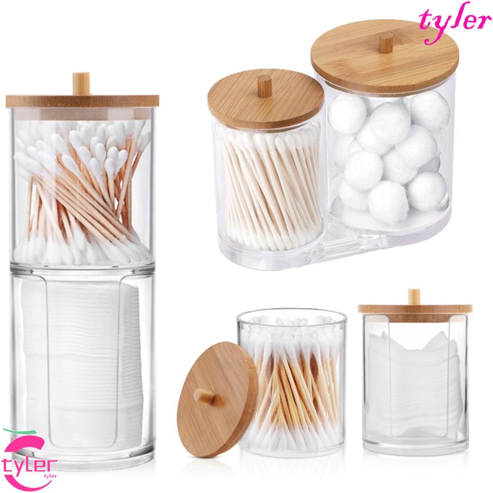 TYLER Qtips ผู้ถือเครื่องสําอางอะคริลิคแต่งหน้าจัดเก็บสําหรับอุปกรณ์ห้องน้ําเครื่องประดับขวดห้องน้ํา