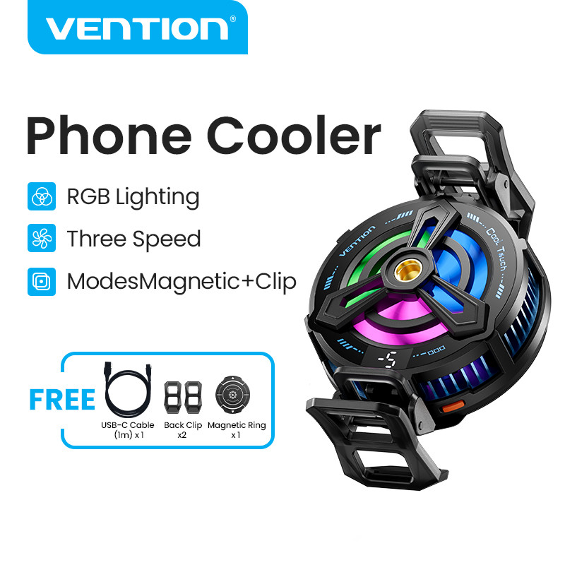 Vention พัดลมโทรศัพท์ Magnetic Phone Cooling Fan Radiator Game Cooler for Genshin Impact PUBG พัดลมระบายร้อนโทรศัพท์
