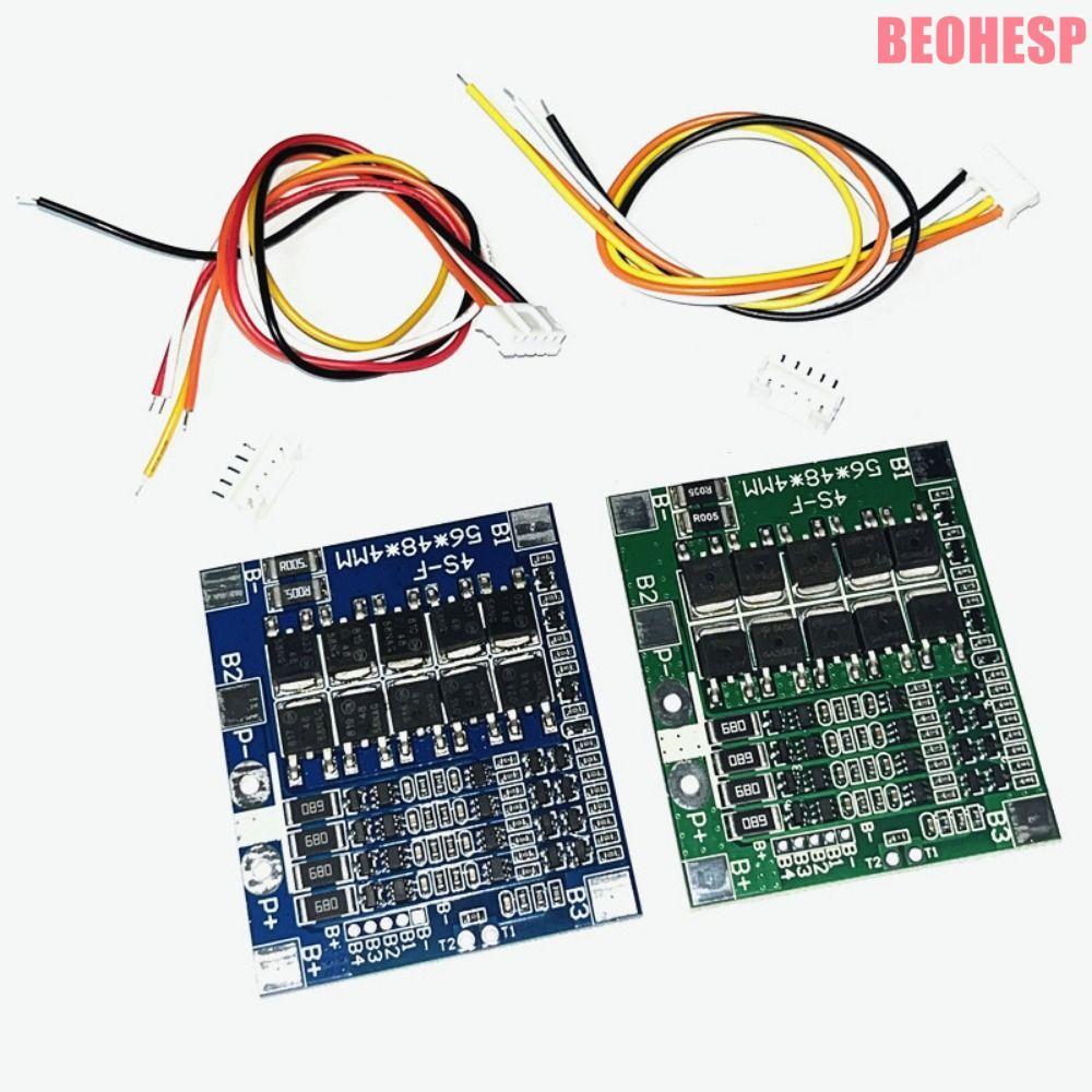 BEOEHESP BMS, Blue Green 4S 3.2V 3.7V 30A LiFePO4 / Lithium Battery Board, 12.8V 14.4V พร้อม Balance