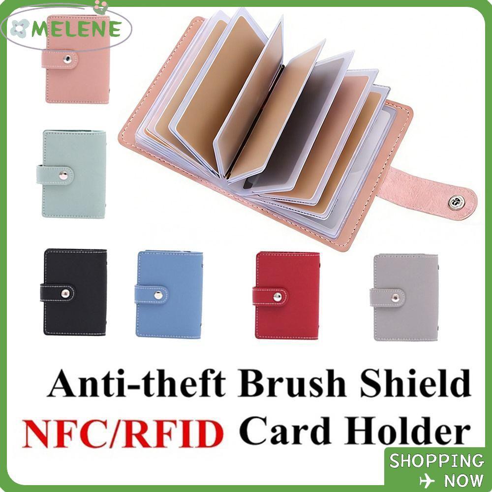 HOBBYIN 26 ช่องใส่การ์ดกระเป๋าสตางค์หนัง PU Slim กระเป๋า RFID Blocking ผู้ถือบัตรมัลติฟังก์ชั่น