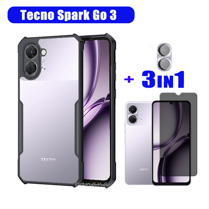 Tecno Spark Go3 เคสโทรศัพท์กันกระแทก Tecno Spark Go 2 1 1s ฟิล์มนุ่มเซรามิกเนื้อฝ้า+ฟิล์มเลนส์