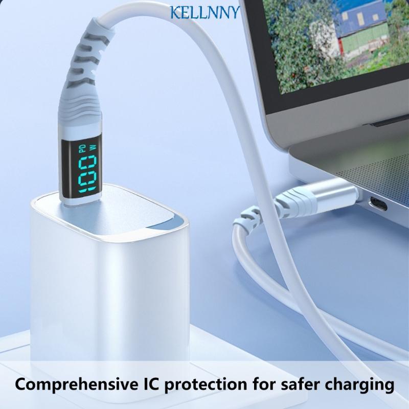 Kelln USB C ถึง USB C สายชาร์จ 100W 5A สําหรับอิเล็กทรอนิกส์และคอนโซลเกมที่ทันสมัย
