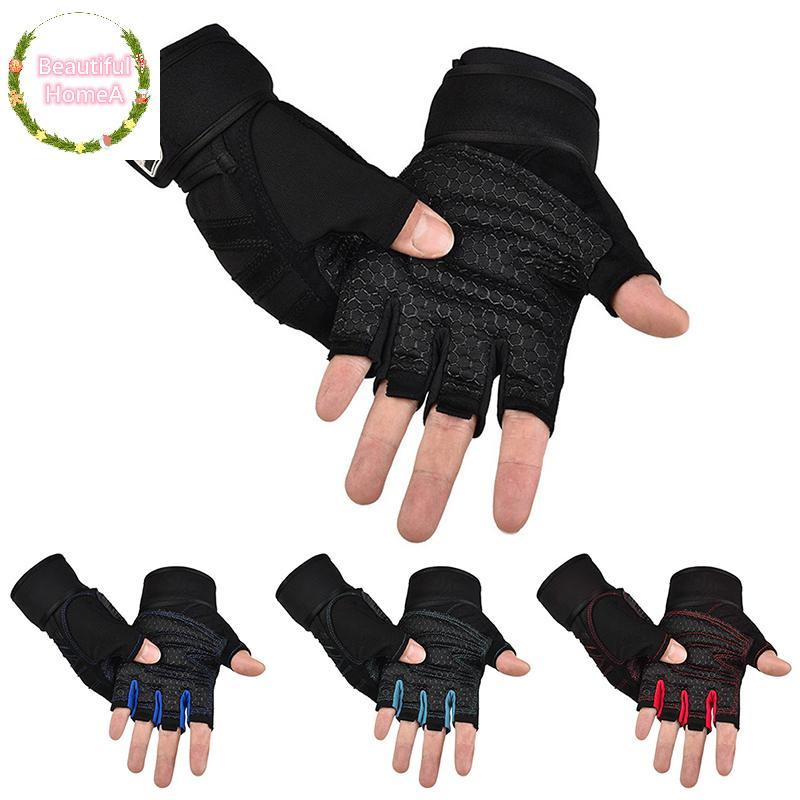 BHome Gym Gloves กีฬาออกกําลังกายยกน้ําหนักการฝึกอบรมฟิตเนสถุงมือปั่นจักรยานกลางแจ้ง TH