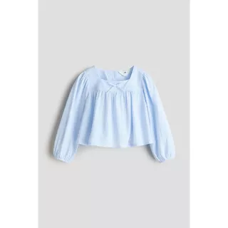 H&M(เอชแอนด์เอ็ม) เสื้อเบลาส์ผ้าซีเซอร์เกอร์คอตตอน พร้อมดีเทลโบว์ เด็กหญิง 1327597_1
