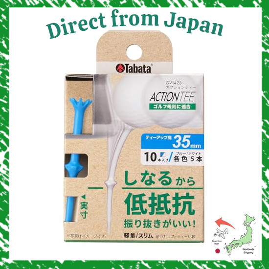 Direct From Japan Tabata Golf Breakage Resistant High Durable Tee Low resistance for stable shots Easy to find Color White Blue Tee for golf With step, anytime height Action Tee Total length 45mm Short hole GV1423 PWBL S