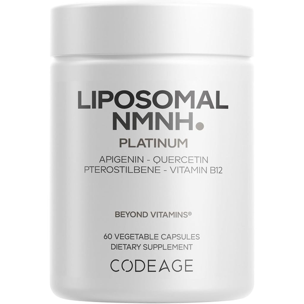 Codeage Liposomal NMNH Platinum - 500 mg NMNH Supplement, NAD+ Precursor with Quercetin, Pterostilbe