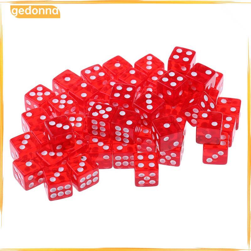 [gedonna] 50 ชิ้นอะคริลิค 6 จุดด้านข้างลูกเต๋า D6 สําหรับ RPG การเล่นตามบทบาท KTV เกมกระดาน