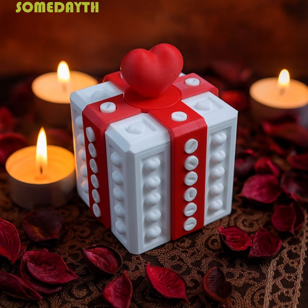 SOMEDAY Prank Screw Box, ตลกแปลก Annoying Screw Gift Box, Creative ตกแต่ง 3D พิมพ์พลาสติก Heart Desi