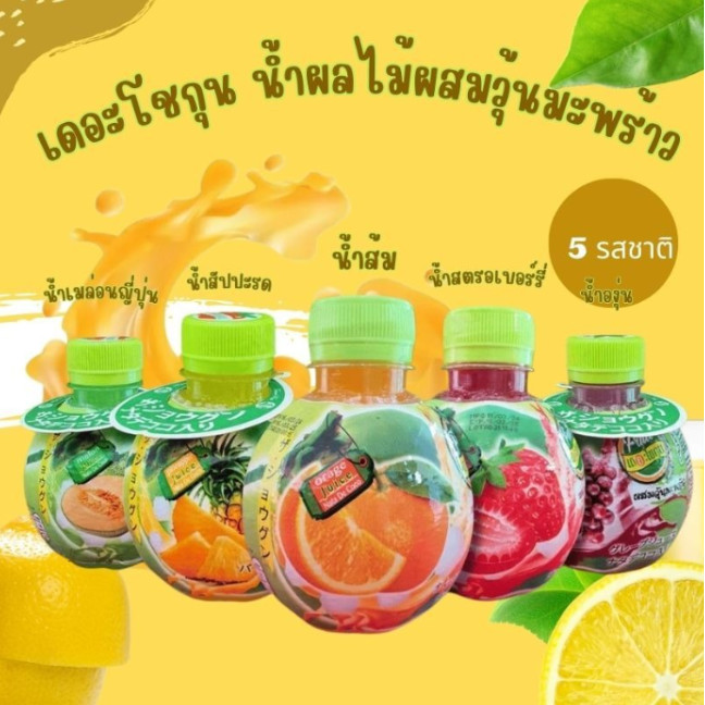 🍊น้ำส้ม / น้ำลิ้นจี่ เดอะโชกุน น้ำผลไม้ หวาน อร่อน ชื่นใจ ขนาด 220 ml. (ตัวเลือก 1 - 5 ขวด)
