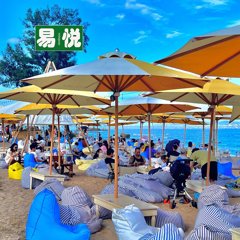 户外海边遮阳伞别墅泳池中柱伞民宿仿木纹加厚抗风庭院沙滩太阳伞Outdoor Seaside Parasol Villa Pool Midpole Parasolbzwdkg12345零食旗舰店2026
