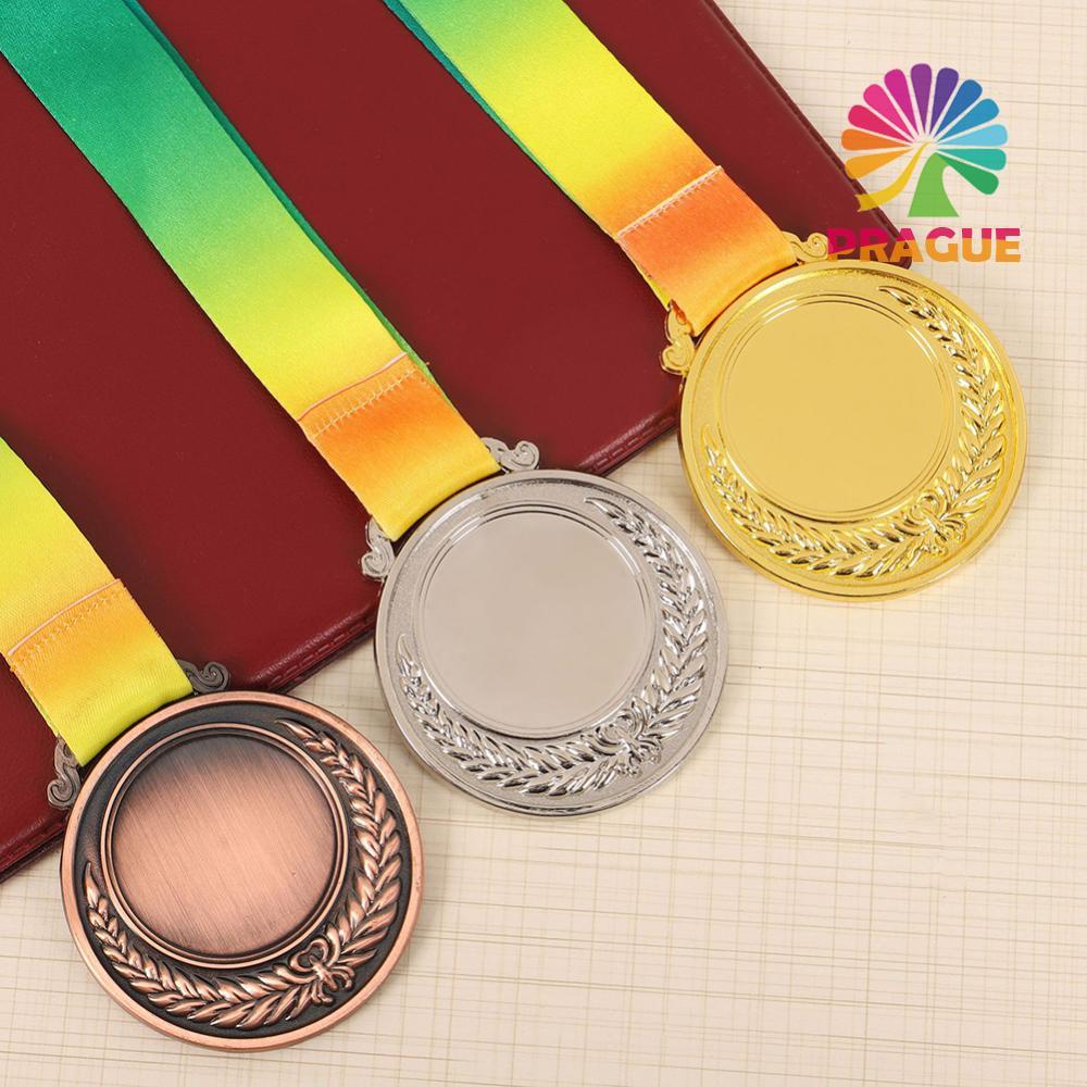 ⚡24ชม.⚡ รางวัลสีบรอนซ์เงินทอง 2 นิ้วพร้อมริบบิ้นคอ 1st 2nd 3rd รางวัลเหรียญสําหรับเด็กโรงเรียนกีฬากา