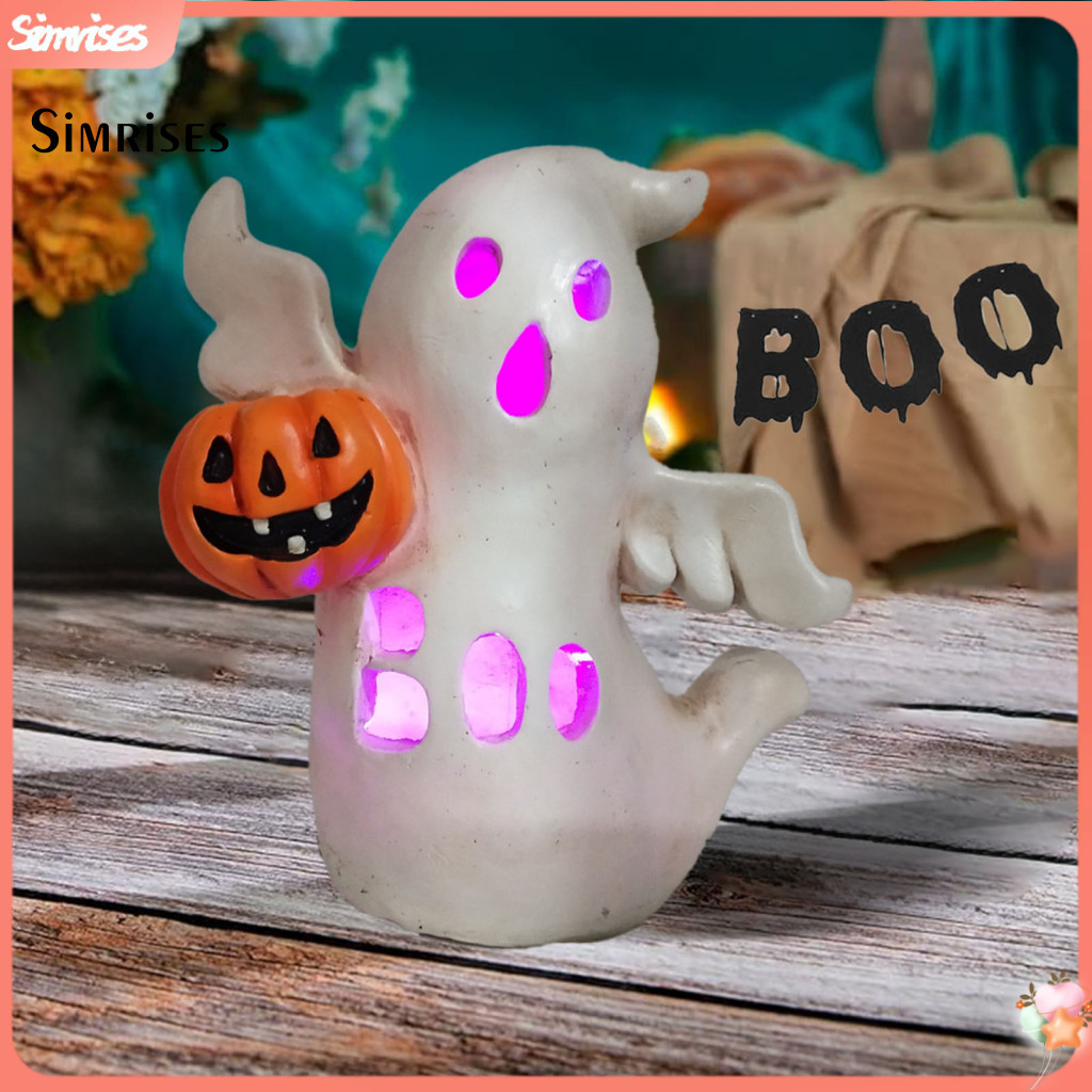 ฮาโลวีน Ghost ตกแต่งเรซิ่น Ghost Light ฮาโลวีนเรืองแสงเรซิ่น Figurine Light Up Ghost ฟักทองแม่มด Moo