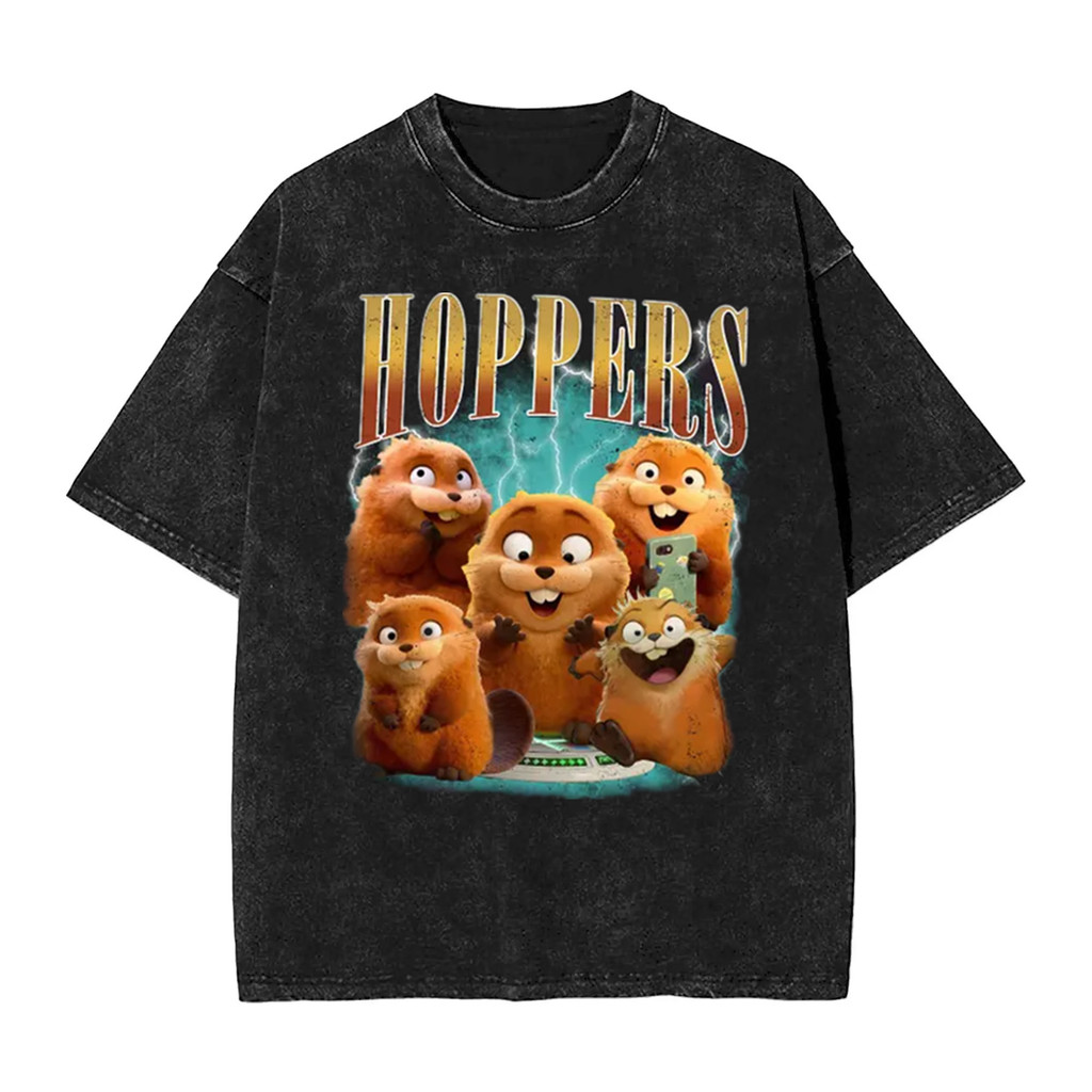 Pixar CartoonHoppersavie graphic 100% Heavyweight cotton Washed short-SLEEVE T-shirt