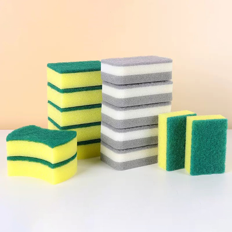 ฟองน้ำล้างจาน Scouring Pad ฟองน้ําทําความสะอาดห้องครัว ฟ ทำความสะอาด ขจัดคราบ แห้งไว ไม่เก็บกลิ่น YQ9L