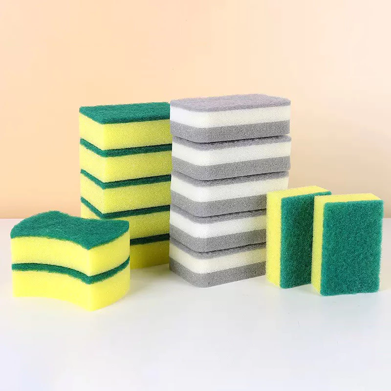 ฟองน้ำล้างจาน Scouring Pad ฟองน้ําทําความสะอาดห้องครัว ฟ ทำความสะอาด ขจัดคราบ แห้งไว ไม่เก็บกลิ่น YQ9L