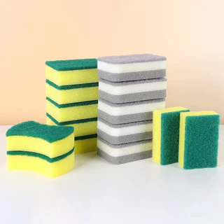 ฟองน้ำล้างจาน Scouring Pad ฟองน้ําทําความสะอาดห้องครัว ฟ ทำความสะอาด ขจัดคราบ แห้งไว ไม่เก็บกลิ่น YQ9L