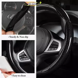 [BestBuyshop] 3 ชิ้น 38 ซม.คาร์บอนไฟเบอร์พวงมาลัยรถลื่นฝาครอบป้องกัน Segmented อุปกรณ์ตกแต่งรถยนต์สําหรับ 99% รถสต็อกใหม่