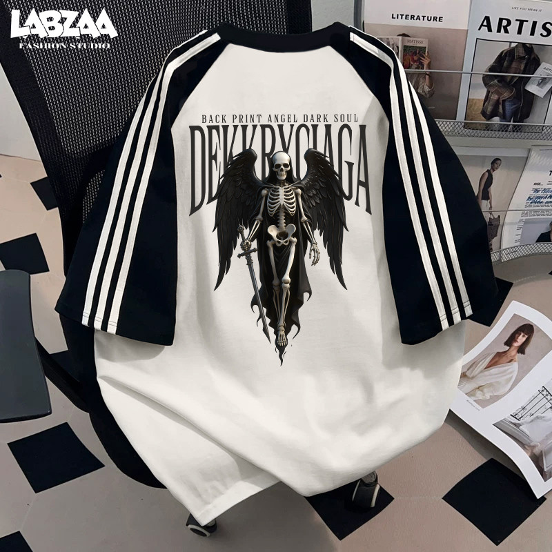 【จัดส่งจากกรุงเทพฯ】LABZAA ยอดนิยมสไตล์อเมริกัน🌟เสื้อยืดทรงหลวม ลวดลายแฟชั่น สะดวกสบาย ผ้าหนายับยากรีดง่าย ผ้าฝ้าย YG4329