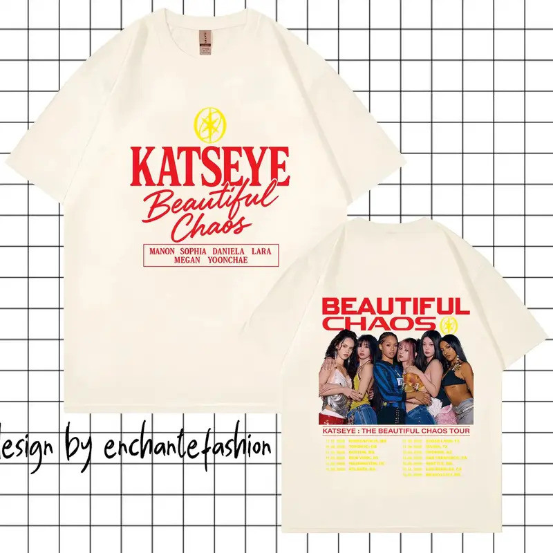 เสื้อยืด Katseye Kpop เสื้อยืด Katseye World Tour ทรงโอเวอร์ไซส์ Y2k Gabriela Katseye Beautiful Chao