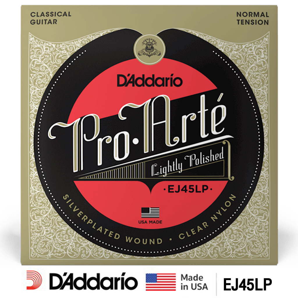 D'Addario® EJ45LP Pro-Arté Nylon สายกีตาร์คลาสสิค แบบพรีเมียม ระดับมืออาชีพ สายเหล็กสีเงิน ไนลอนใส ของแท้ 100% (Normal T