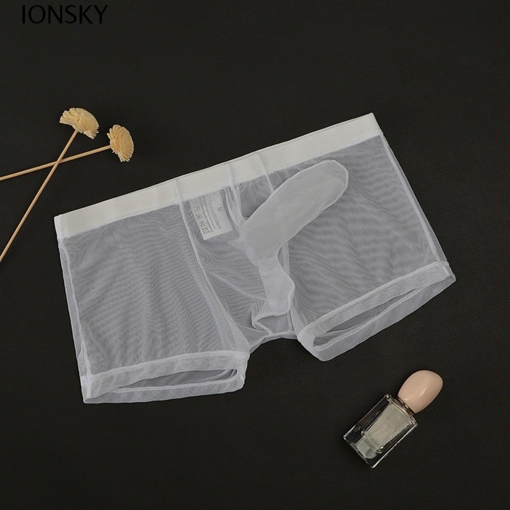 IONSKY กางเกงขาสั้นผู้ชายแบบซีทรู U โค้ง ออกแบบมาให้มีความบางเบาและระบายอากาศได้ดี พร้อมกระเป๋าใส่สิ่งของ