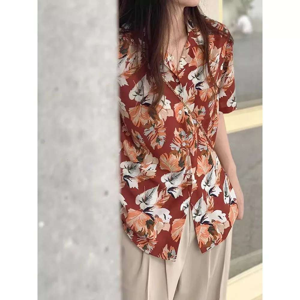 เสื้อลายใบเมเปิ้ลแขนสั้น ทรงหลวม thumbnail 4