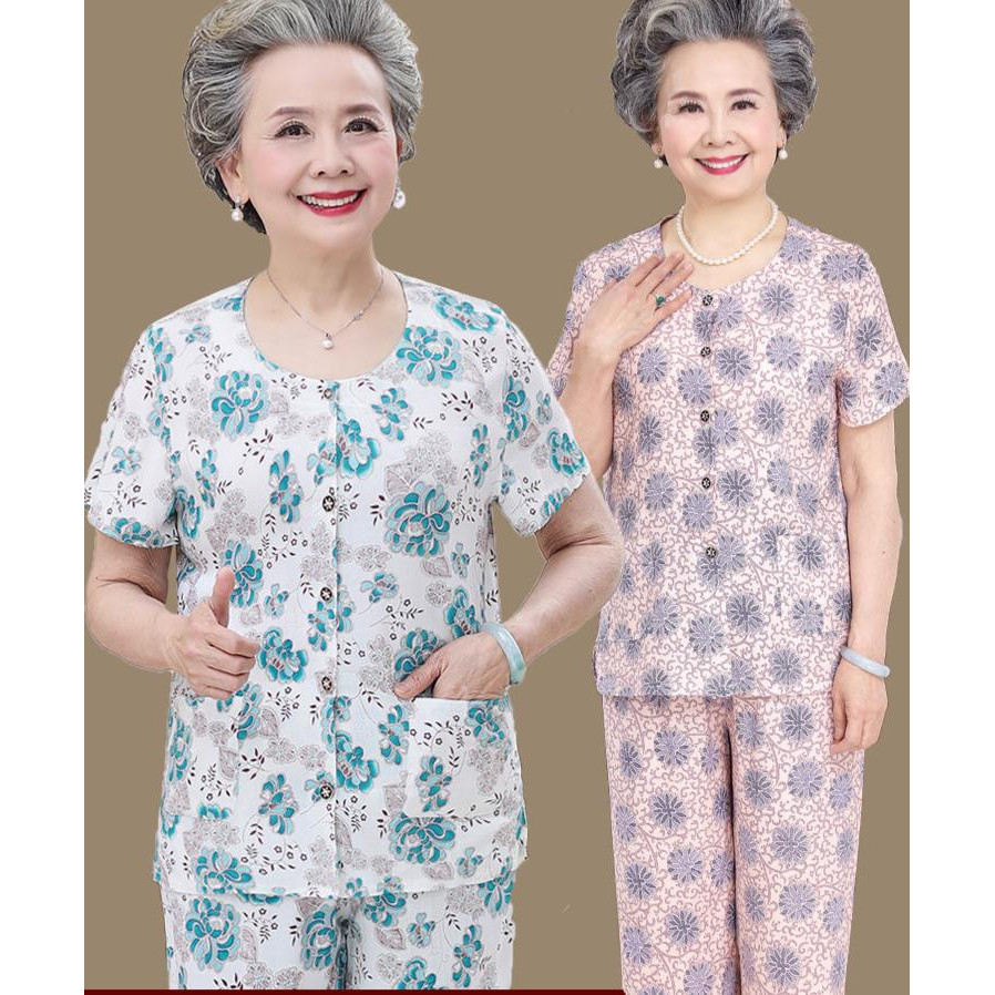 [พร้อมสต็อก] ชุดนอนผ้าฝ้ายแท้ สำหรับผู้สูงอายุและวัยกลางคน