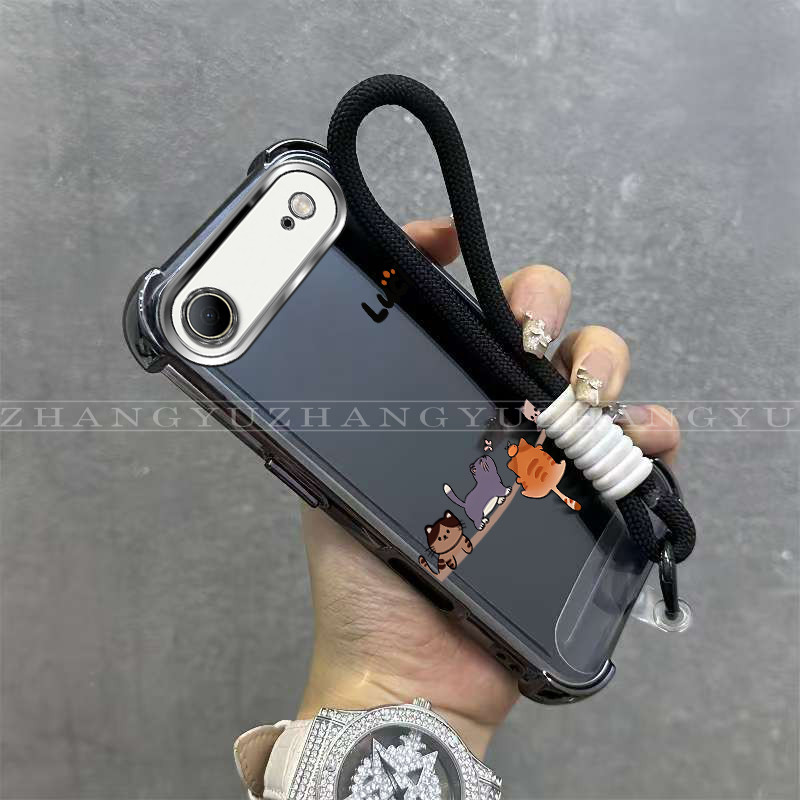 เหมาะสําหรับ iphone 17 AIR ใหม่เคสโทรศัพท์สําหรับแมวรูปแบบ anti drop กันกระแทก soft shell แขวนเชือกป