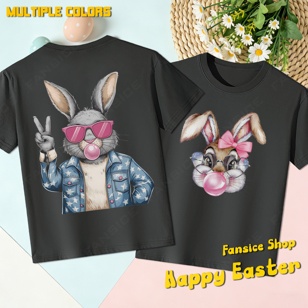 เสื้อยืดอีสเตอร์กระต่ายน่ารักตลก สำหรับชายหญิง ผ้านุ่มสบาย ระบายอากาศดี ไม่ย่นง่าย ส่งจากไทย