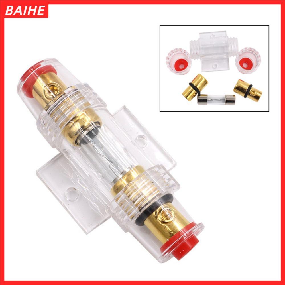 BAIHE ฟิวส์เครื่องเสียงรถยนต์, บล็อกยึดฟิวส์รถยนต์ 30-100A DC 12V, เซอร์กิตเบรกเกอร์ AGU แบบอินไลน์ชุบทอง
