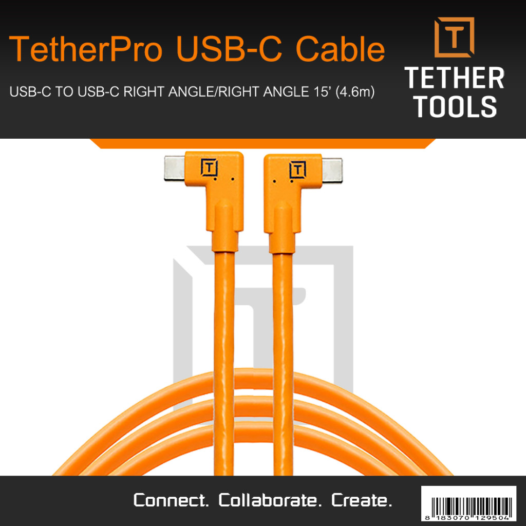 TetherPro CUC15RT2RT USB-C to USB-C Dual Right Angle Cable (ความยาว 4.6m) สายเชื่อมต่อกล้องกับคอมฯ Studio