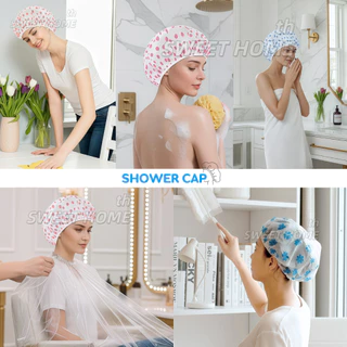 หมวกคลุมผมอาบน้ำ หนาพิเศษ2ชั้น กันน้ำ เหนียวทนทาน ลายน่ารัก Shower cap ผมแห้ง หมวกอาบน้ำ ลายการ์ตูน ผ้าเช็ดตัว ผ้าคลุมผม