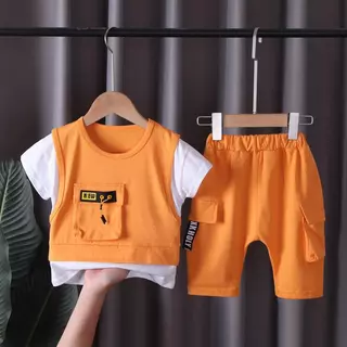 [Cotton Life] ชุดเด็กชาย OOTD เสื้อกางเกงขาสั้นเซต 0-4 ขวบ