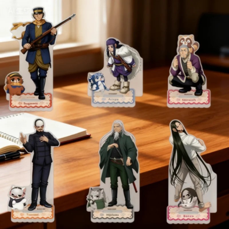 Standee Anime Golden Kamuy Mica อะคริลิคตกแต่งโต๊ะเรียนพร้อมตัวละคร Sugimoto Asirpa Ogata Shiraishi เป็นของขวัญ