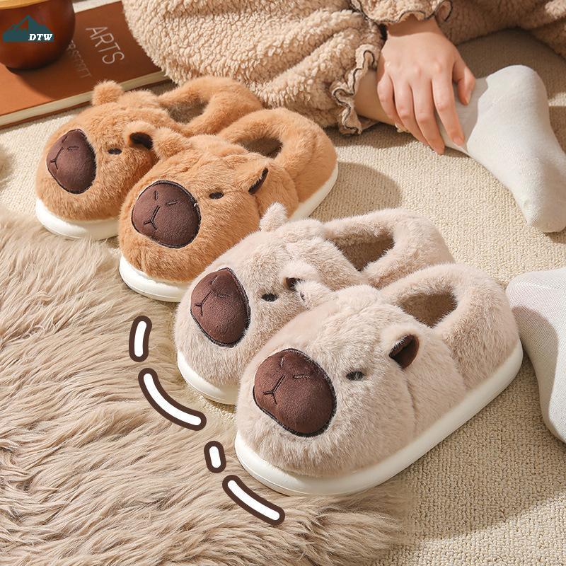 รองเท้าแตะน่ารัก capybara Plush-fortable SLIP-ON รองเท้าบ้าน