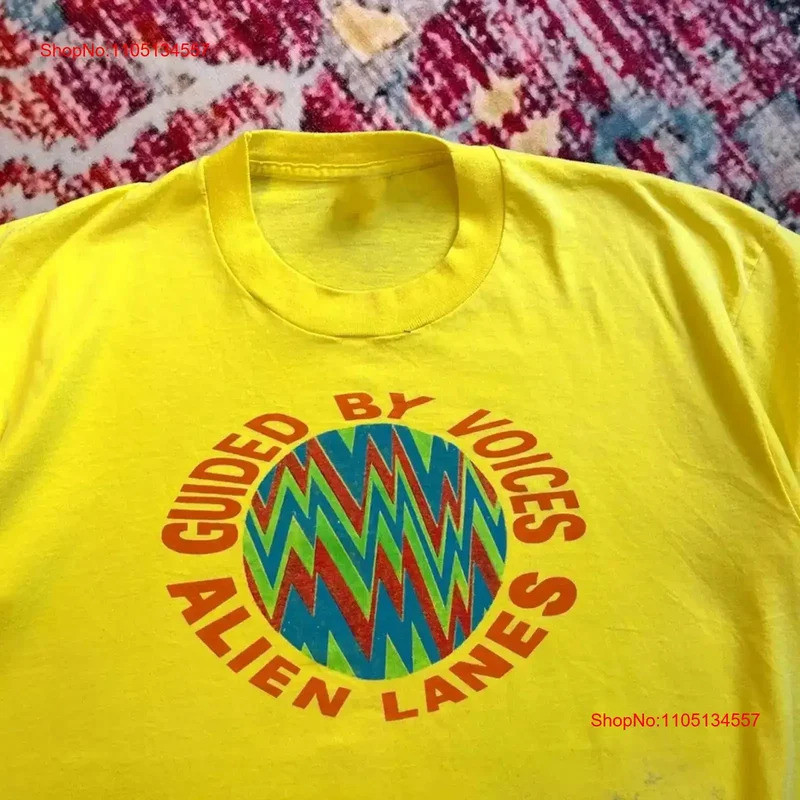 เสื้อยืดวินเทจยุค 1990s ลายวงดนตรี GUIDED BY VOICES สีเหลือง ทุกขนาด รุ่น 3C4 สำหรับผู้ชาย เหมาะสำหร