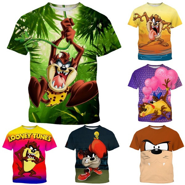 2021 Bugs Bunny Looney Tunes การ์ตูนเสื้อยืดเด็ก Cool ตลก Creative Tazmanian Devil Taz เสื้อ