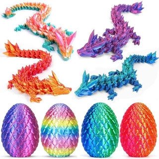 Creative Movable Articulated Dragon ของเล่น 3D การพิมพ์ไข่มังกรเดสก์ท็อปตกแต่งของขวัญ Supply