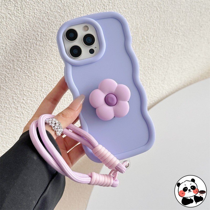 ดอกไม้น่ารัก 3D Waveเคสโทรศัพท์พร้อมเชือกเส้นเล็กสําหรับItel Vision 3 2 2S 1 Plus S25 Ultra S23 S18 